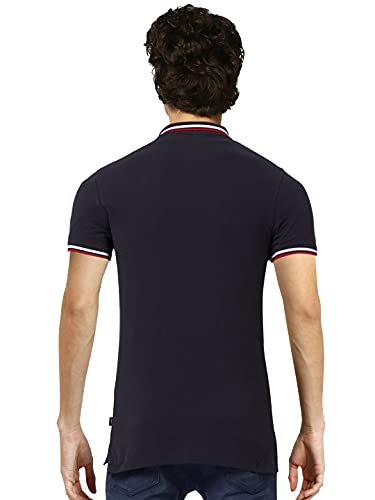 Image of Jack & Jones Men Black Pure Cotton Solid Polo Collar Slim Fit Pure Cotton T-Shirt
