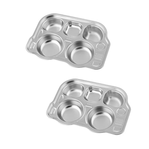 錆びないスチール製幼児プレート 2枚セット 子供用 割れない食器 滑らかな仕上げ お手入れ簡単 丈夫なデザイン 学校給食 家庭用食事 傷つきにくい キッズダイニングプレート