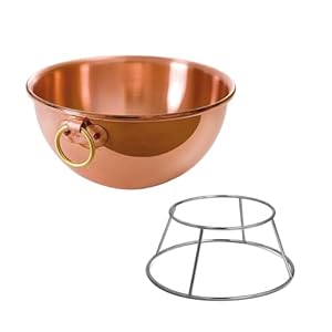 Mauviel M’Passion Copper Egg White Beating Bowl With Ring And Stainless Steel Support Stand, 7.87-in, Made in France