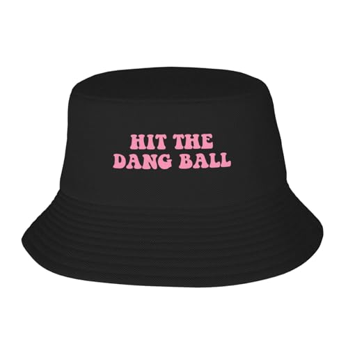 Hit The Dang Ball Bucket Hat Wide Brim Outdoor Sun Hat Black