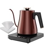Smart Gooseneck Electric Kettle 1.0L with Temp Control and Keep Warm, 1000W Rapid Boil In 4 Min, Stainless Steel Kettle for Coffee/Tea, LED Display, Touch Control, Vintage Copper Color, BPA-Free