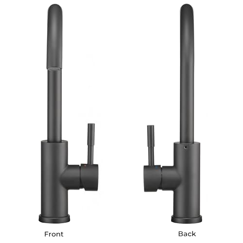 Image of Dura Faucet DF-MK531LK-MB RV Gooseneck Kitchen Faucet (Matte Black) | Streamline gooseneck kitchen faucet for RV and camper galleys. Matte Black finish. Easy DIY install.