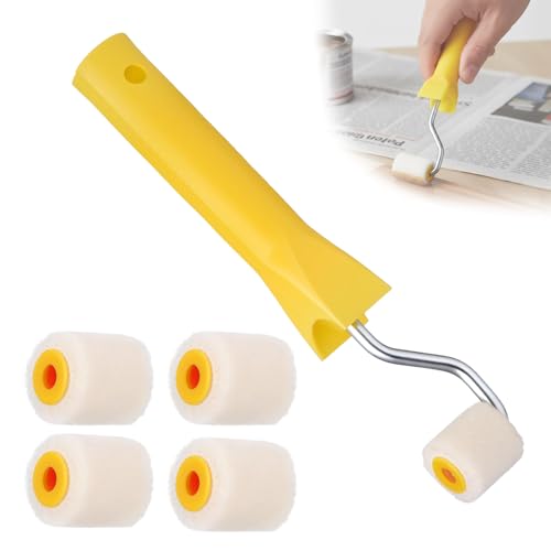 Kit Rouleau Peinture,1 Cadre De Rouleau De Peinture + 4 Rouleaux De Rechange,Petit Rouleau Peinture,Mini Rouleau Peinture,Laine Petit Rouleau Peinture,Pour...