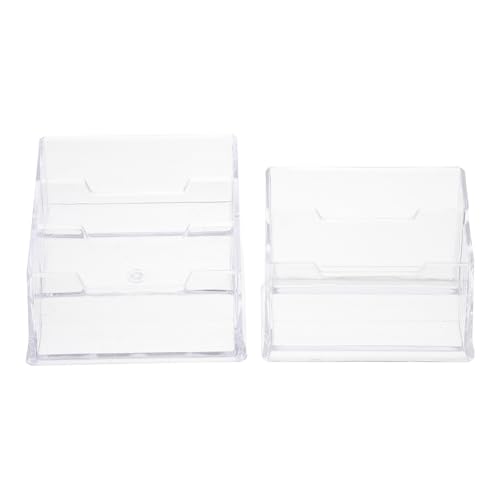 Holibanna 2個 名刺収納ケース 大容量格 格 多機能カードボックス デスクトップカードスタンド 滑り止め厚底 透明アクリル製 オフィス受付 展