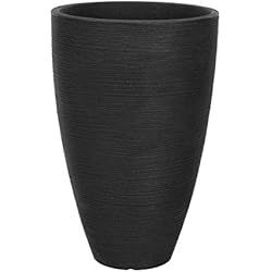 Macetero Alto Exterior Leroy Merlin Spetebo Macetero con diseño de ranuras – 39,5 x 60 cm – Maceta redonda de plástico para interior y exterior (antracita – 60 cm)