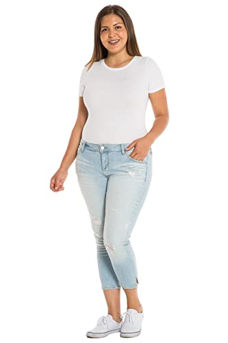Slink - Premium Women's Plus Size Stretch Crop Jeans (Light Blue)