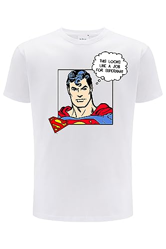 ERT GROUP Original y con Licencia Oficial de DC Blanco Camiseta de Hombre, patrón Superman 037, Sobreimpresión de una Cara, Talla S