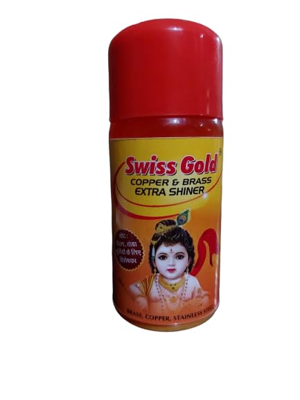 SWISS GOLD Brass and Copper Metal Cleaning Shiner Gel Liquid 110ml Non Toxic Natural Safe Grade Formula To Remove Heavy Tarnish From Brass & Copper Metals Decorative Articles - 100ML