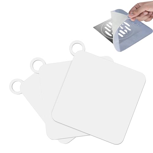 Mizznee 3PCS Silicone Drain Cover & Odor Stopper - Bathtub/Kitchen/Laundry Floor Drain Plug with Seal Prevents Sewer Smells Square Design Fits Corners And Walls (white)