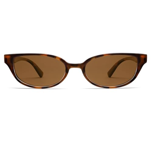 Image of VANLINKER Retro Semi Oval Polarized Sunglasses for Women Men Trendy Small 90s Style Vintage Narrow Rectangle Frame VL9833