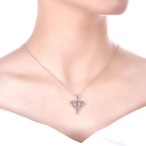 JO WISDOM Women Elephant Necklace,925 Sterling Silver Lucky Animal Amulet Pendant Necklace2