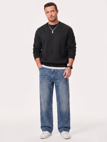 Image of JMIERR Men's Baggy Denim Pants Stretch Wide Leg Jeans | Baggy stretch y2k denim jeans for men, relaxed Loose Fit, metal button zip fly, 5-pocket, all season wear, machine wash