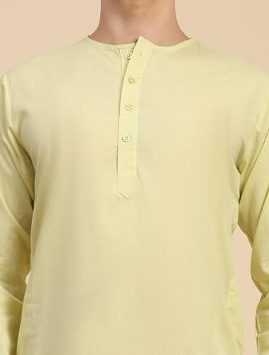 Image of SKAVIJ Men's Pure Cotton Solid Kurta Pajama Set Round Neck Casual Yoga Dress