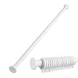 GIMADO 突っ張り棒 カーテン 2m カーテンリング 20枚付属 つっぱり棒 強力 落ちない 110cm~200cm 自由伸縮 浴室カーテン専用 細いタイプ ステンレス 突っ張りカーテンレール 取付簡単 ホワイト