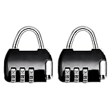 xiluuyou 2 Stück Zahlenschloss Vorhängeschloss, Kofferschloss Zahlenschloss, 3-stellig, Zurücksetzbar, Zinklegierung für Schule, Gym Locker, Garage, Gatter, Schwarz