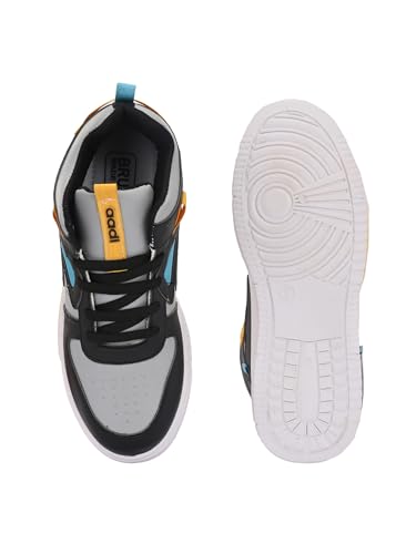 Image of AADI Men's Grey Synthetic Leather Comfortable Lightweight Outdoor Lace Up Running, Walking & Gym Casual Sports Shoes