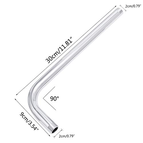 JOYKK Thread G1 / 2 90 ° 30 cm Acero Inoxidable Montado en la Pared Tubo de Lluvia Cabezal de Ducha Brazo Soporte - Plata