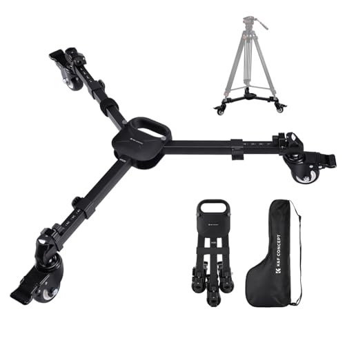 K&F CONCEPT Heavy Duty Tripod Dolly, Universal Fotografie Stativ Wagen für Stative Lichtstative,Hochleistung mit 3-Zoll Gummirädern und Quick Release Design, 20kg Tragfähigkeit