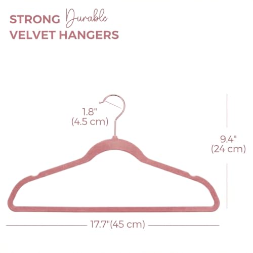 Image of Ginoya brothers Velvet Hangers,Non Slip Notched with Rose Gold Hook Coat /Suit Hangers,Space Saving 360 Degree Swivel Hook Clothes Hangers Wardrobe Hanger. (Peach, 50)