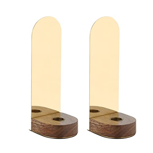 Soporte decorativo de latón y madera para velas cónicas, bodas, cenas, fiestas y decoración del hogar Cover
