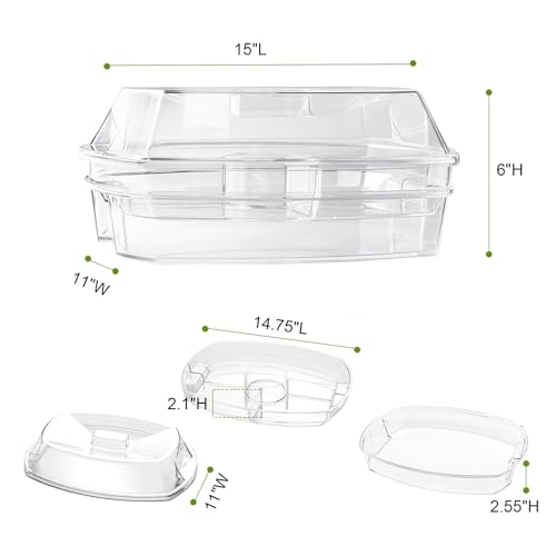 Fruit Ice Serving Tray, Chilled Veggie Tray, Shrimp Cocktail Serving Dish, Appetizer Serving Platter for Parties, with Lid and 4 Compartments - Image 6