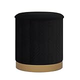 ZOLANOful Round Velvet Storage Ottoman with Tray Lid, 16.3' Foldable Ottoman Footstool with Metal Base, Upholstered Storage Footrest for Dorm Living Room Bedroom, Black