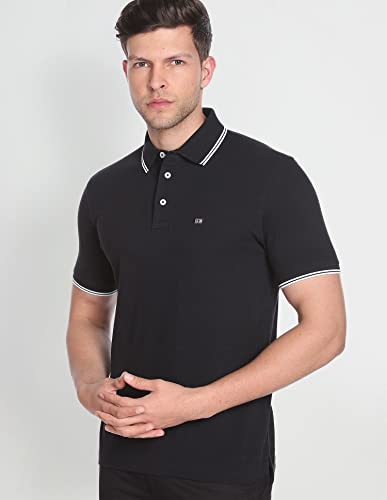 Image of Arrow Sport Solid Polo T Shirt for Men - 100% Cotton, Breathable & Comfortable Half Sleeves Mens Tshirt