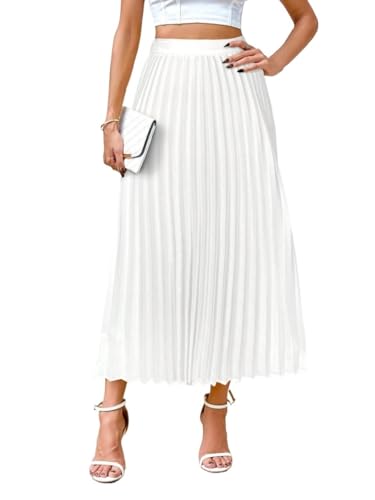 Women's Elegant Solid Color High Waisted Pleated Elegant Skirt Long Skirts