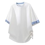 [PenBille] Tシャツ 夏服 メンズ 半袖 クルーネック 重ね着風 シンプル カジュアル トップス 普段着 快適 かっこいい 通気性 柔らかい ストリート系 オフィス デート 普段着 White M