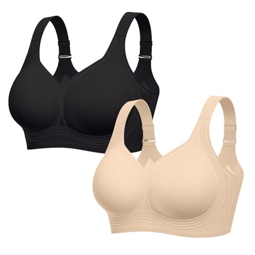 Image of LetsJoli Bras for Women Supportive Wireless Push Up Bra Full Coverage No Underwire Seamless Plus Size for Older Women