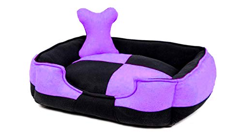 Image of Petslover Ultra Soft Fleece Fabric Polyester Filled Sofa Reversible Dog /Cat Beds, Purple & Black (Export Quality) - XXXL
