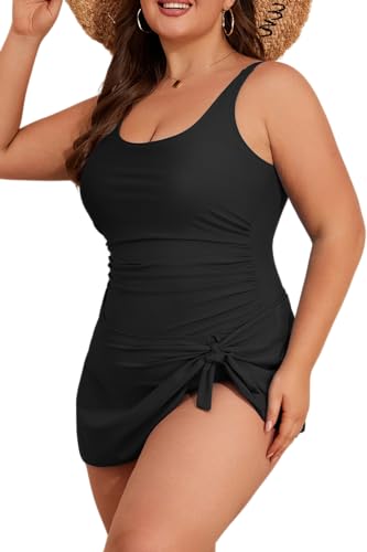 Eomenie Plus Size Swimdress for Women One Piece Swimsuit Tummy Control Swim Dresses Skirt Bathing Suit