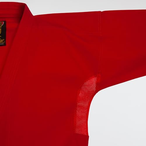 ProForce Jaqueta de karatê de 283 g com ventilação (mistura 60/40), Vermelho, 3