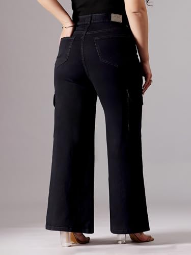 Image of Miss Chase A+ Women's High Rise Regular-Length Stretchable Denim Wide-Leg Shaping Jeans