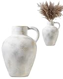 Pièce décorative polyvalente : conçu avec une poignée robuste, ce vase sert de superbe pièce maîtresse pour votre salon, table à manger, entrée ou bureau. Parfait pour présenter des fleurs séchées, de l'herbe de la pampa, ou comme pièce autonome.