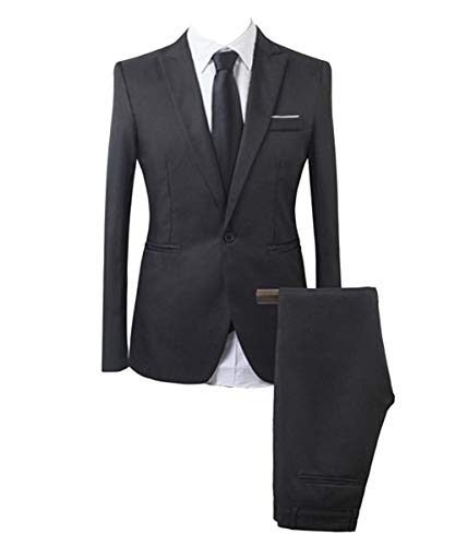 GATMSTZ Men Formal Peak Lapel 2 Pieces Suit One Button Groom Tuxedo Jacket Pants