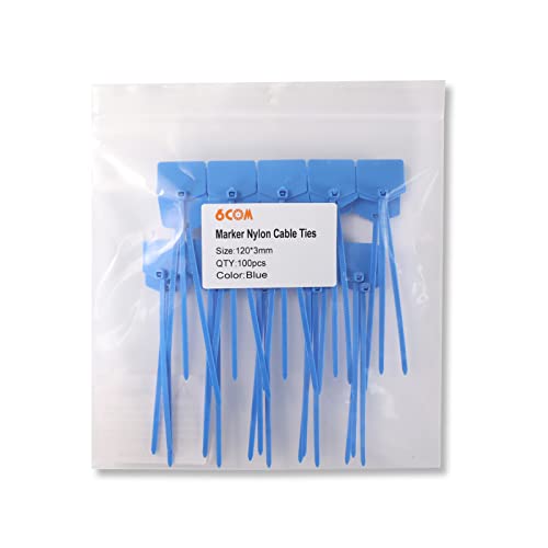 Image of Waterproof Shipping Tags - Self Locking Nylon Writable Marker Ties for Luggage Identification, Plastic Straps Label Mark, Seal Zip Tie for Labeling - 100pcs (Blue)