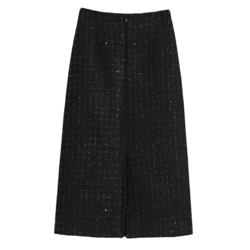 Women's Retro High-Waisted Straight-Cut A-Line Slit Mini Slim-Fit Wool A-Line Skirt