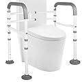 Toilet Safety Frame- 350lbs Adjustable Safety Grab Bar, Toilet Frame with Handle and Suction Cups Toilet Safety Guard for Elderly (White Grey)