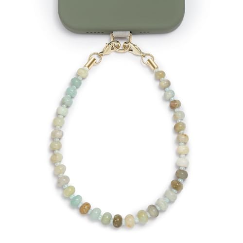 Image of POSADINA Natural Stone Phone Charm, Beaded Healing Phone Wrist Strap, Handmade Cellphone Chain Lanyard with Tether Tab