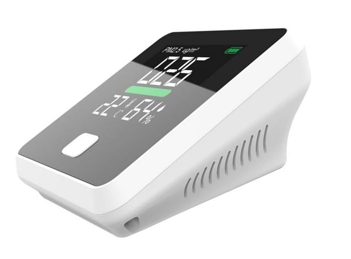Aeoss Smart Air Quality Monitor, Digital PM2.5 Detector with Rechargeable Battery, Real-Time Humidity & Temperature Gauge, Compact Indoor Pollution Sensor for Home Health & Safety (White).-image-33