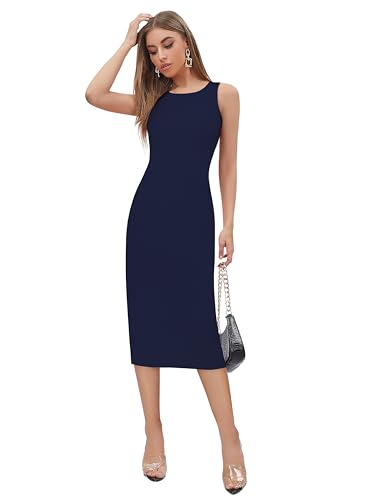 Image of Toochki Women's Spandex Solid Bodycon Western Dress | A line | Winter Dress | Western | | Trendy | Midi Body Hugging
