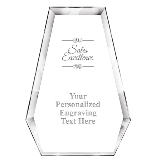 Crown Awards Corporate Excellence Award Engraved Trophy, 7" Athens Pyramid Custom Crystal Trophy Sales Corporate Award