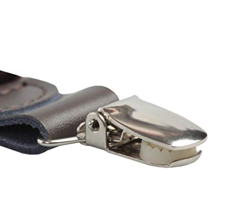 Image of HOLD'EM Suspender for Men Made in USA Y-Back Leather Crosspatch Clip on tuxedo suspenders