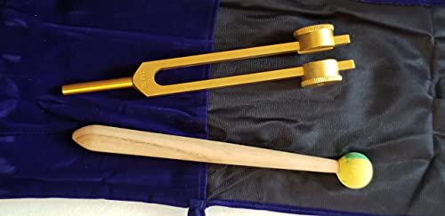 Diapason Om 136.10 doré instrument de sonothérapie avec maillet et pochette