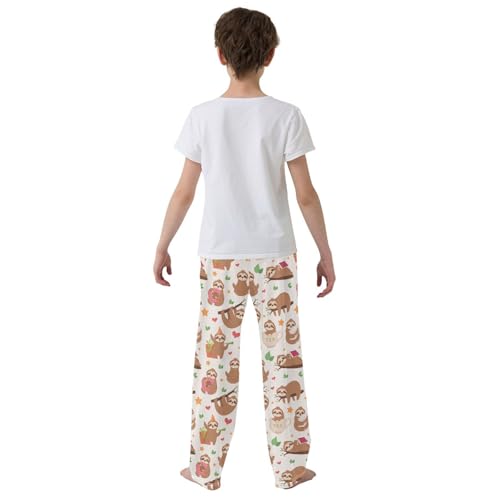 ZZXXB Lovely Sloth Star Boys Long Pants Soft Trousers Elastic Waist Kids Lounge Bottoms with Pockets S-XL3