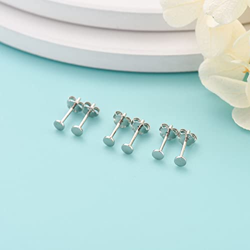 Sterling Silver Stud Earrings for Women Men, 3 Pairs Tiny Flat Dot Earrings Set | Small Round Disc Stud Earrings Dainty Cartilage Tragus Circle Triangle Earrings, Silver 3mm by KOORASY - Image 6