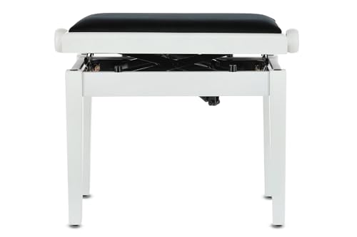 GEWA Banc de piano Deluxe Autolift avec réglage confortable de la hauteur, bois massif, blanc mat - Les Beatles, Paul McCartney, John Lennon, RIngo Starr, George Harrison GEWA Banc de piano Deluxe Autolift avec réglage confortable de la hauteur, bois massif, blanc mat – Image 4