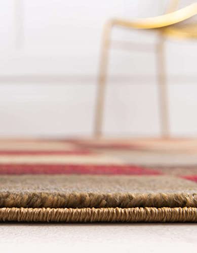 Image of Unique Loom Barista Collection Area Rug - Gava (10' Square, Multi /Brown)