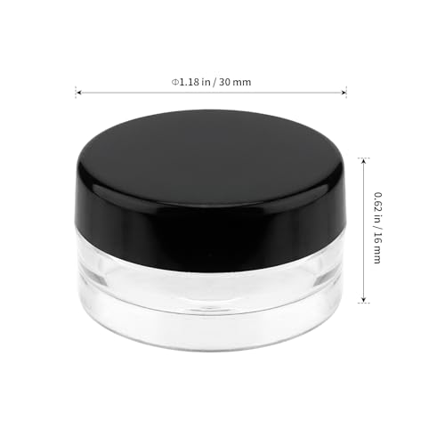 SHEUTSAN 200 Pack 3 Gram Plastic Jars with Black Lids, 3ml Plastic Makeup Sample Containers, Empty Clear Containers for Samples, Make Up2